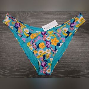 PacSun Eco Blue & Pink Erica High Cut Bikini Bottom in a blue floral print XL